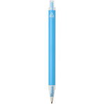 A5 hard cover notebook and blue ink pen set light blue colour third rear view