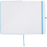 A5 hard cover notebook and blue ink pen set light blue colour third front view
