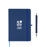 A5 hard cover notebook and blue ink pen set main view