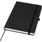 A5 hard cover synthetic leather notebook with ruled pages black colour