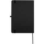A5 hard cover synthetic leather notebook with ruled pages black colour second rear view