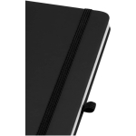 A5 hard cover synthetic leather notebook with ruled pages black colour close-up view 1