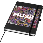 A5 hard cover synthetic leather notebook with ruled pages black colour