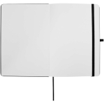 A5 hard cover synthetic leather notebook with ruled pages black colour third front view