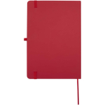 A5 hard cover synthetic leather notebook with ruled pages red colour second rear view