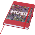 A5 hard cover synthetic leather notebook with ruled pages red colour