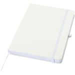 A5 hard cover synthetic leather notebook with ruled pages white colour