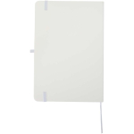 A5 hard cover synthetic leather notebook with ruled pages white colour second rear view