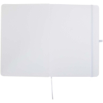 A5 hard cover synthetic leather notebook with ruled pages white colour third front view
