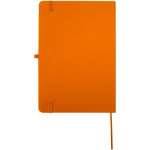 A5 hard cover synthetic leather notebook with ruled pages orange colour second rear view