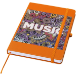 A5 hard cover synthetic leather notebook with ruled pages orange colour