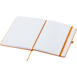 A5 hard cover synthetic leather notebook with ruled pages orange colour second view