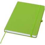 A5 hard cover synthetic leather notebook with ruled pages lime colour