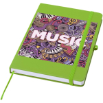 A5 hard cover synthetic leather notebook with ruled pages lime colour