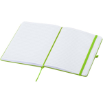A5 hard cover synthetic leather notebook with ruled pages lime colour second view