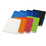 A5 hard cover synthetic leather notebook with ruled pages lime colour second multiple colours view