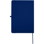 A5 hard cover synthetic leather notebook with ruled pages navy-blue colour second rear view
