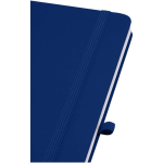 A5 hard cover synthetic leather notebook with ruled pages navy-blue colour close-up view 1