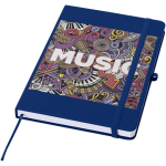 A5 hard cover synthetic leather notebook with ruled pages navy-blue colour