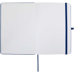 A5 hard cover synthetic leather notebook with ruled pages navy-blue colour third front view