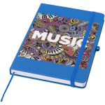 A5 hard cover synthetic leather notebook with ruled pages light blue colour