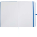 A5 hard cover synthetic leather notebook with ruled pages light blue colour third front view