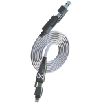 Magnetic retractable charging cable with dual input 60W grey colour