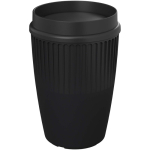 Reusable cup with 360° lid and insulating rim 350ml black colour