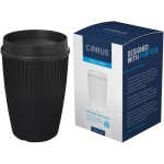 Reusable cup with 360° lid and insulating rim 350ml black colour fourth view