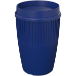 Reusable cup with 360° lid and insulating rim 350ml blue colour