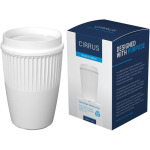 Reusable cup with 360° lid and insulating rim 350ml white colour fourth view