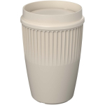 Reusable cup with 360° lid and insulating rim 350ml sand colour