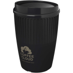 Reusable recycled plastic single-wall cup 350ml black colour printed logo view 2