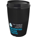 Reusable recycled plastic single-wall cup 350ml black colour view with logo