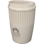 Reusable recycled plastic single-wall cup 350ml sand colour printed logo view 2