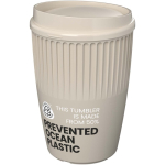 Reusable recycled plastic single-wall cup 350ml sand colour view with logo