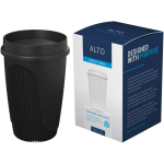 Single-wall cup with 360° lid and insulating rim 350ml black colour fourth view