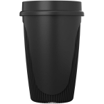 Single-wall cup with 360° lid and insulating rim 350ml black colour second side view