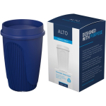 Single-wall cup with 360° lid and insulating rim 350ml blue colour fourth view