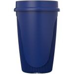 Single-wall cup with 360° lid and insulating rim 350ml blue colour second side view