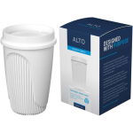 Single-wall cup with 360° lid and insulating rim 350ml white colour fourth view