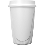 Single-wall cup with 360° lid and insulating rim 350ml white colour second side view