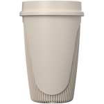 Single-wall cup with 360° lid and insulating rim 350ml sand colour second side view