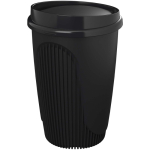 Reusable cup with clip lid and insulating band 350ml black colour