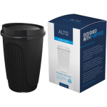 Reusable cup with clip lid and insulating band 350ml black colour fourth view
