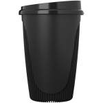 Reusable cup with clip lid and insulating band 350ml black colour second side view