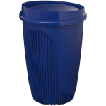 Reusable cup with clip lid and insulating band 350ml blue colour