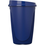 Reusable cup with clip lid and insulating band 350ml blue colour side view