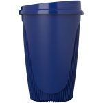 Reusable cup with clip lid and insulating band 350ml blue colour second side view
