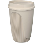 Reusable cup with clip lid and insulating band 350ml sand colour